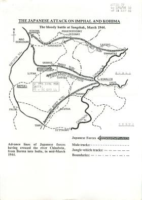 Map showing the Japanese attack on Imphal and Kohima.
