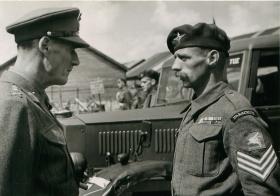 General Crocker talks to a Paratrooper in Palestine.