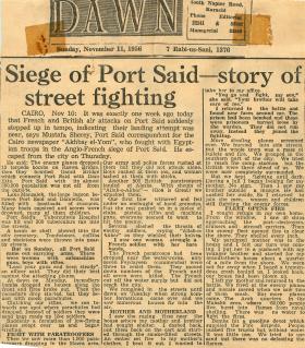 Article by Egyptian correspondent who fought against the Anglo-French invasion of Port Said.