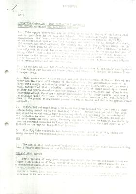 Post combat report of 2 PARA's actions during Falklands Operations.