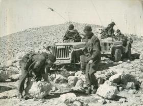 Men of the Para Brigade make their way through hilly terrain during a training exercise, Jordan 1953