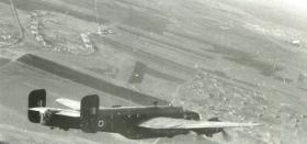 Halifax aircraft turns to the DZ over Palestine, 1946.