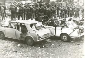 Cars damaged by the IRA bomb at Aldershot barracks in 1972.