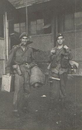Lt Otway and Pte Bingham moving kit, c1945.