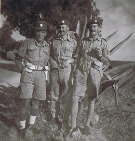 Sgt Whitehead, RSM G Thomas and Lt Gray, M'saken Sousse, 1943