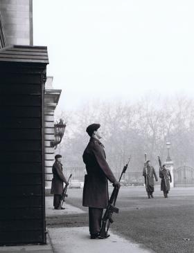 Two Paras on guard as Colours are marched passed, 1 PARA Public Duties, 1969.