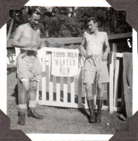 Possibly early days of 152 (Indian) Parachute Battalion, two men by gate, circa 1941