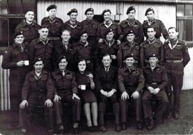 Group photograph outside the WVS Canteen at Hardwick Hall, 1945.