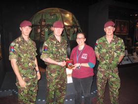 Members of 21 Air Assault Battery RA present a plaque to the Airborne Assault Museum, Duxford, 2010