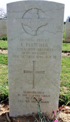 Grave of Pte Edward Fletcher, Ramleh War Cemetery, Israel, 2015.
