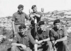 Group photo of members of 1st Bn, 3" Mortar Pln, Cyprus 1956