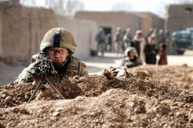 Soldiers from 3 PARA on a joint patrol with the Afghan National Army (ANA), Afghanistan, 2011