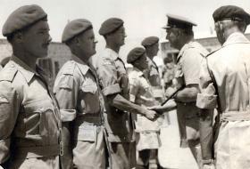 3 PARA Officers during visit by GOC Canal Zone to Cyprus 1951. 
