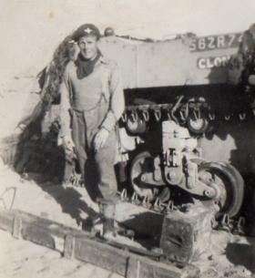 Bill Copinger-Symes in the desert with his tank Clonmel, Suez 1952.
