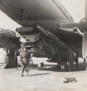 A Hastings aircraft with Jeeps attached for dropping, Suez 1953.