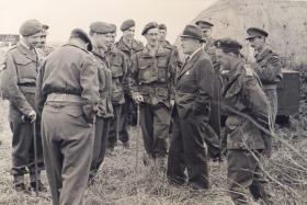 'Manny' Shinwell, War Minister, during a visit to 4th Parachute Brigade Annual Camp, August 1949