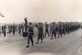 Members of 16th Airborne Division REME (TA) march past during Annual Camp 1949