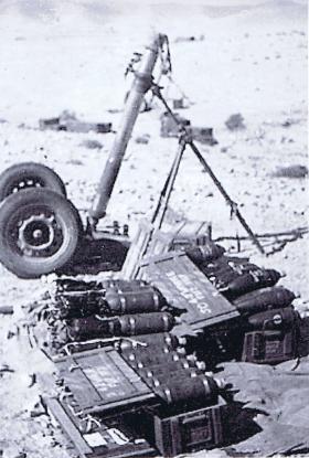 4.2 inch mortar and ammunition from Live Firing Camp, Asluj, Palestine