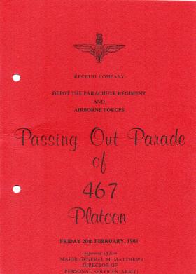 467 Platoon Passing Out Parade Booklet 20 February 1981.