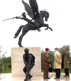 HRH Prince of Wales talks to the sculptors of the National Memorial at the NMA, 13 July 2012.