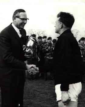 Donald Newlands receiving another football award, Aldershot 1960s