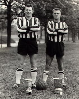 Don Newlands (left) standing alongside 'Geordie' Taggart, Aldershot during the 1960s