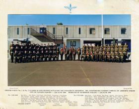 Colour Party No 1 and No 2 Guards, D Coy, 2 PARA, 50th Anniversary photo, Red Square Aldershot, 1990.