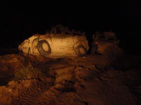 Recovery of Bogged Down Husky Vehicle at Night, Afghanistan, 2010