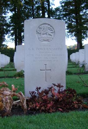 Headstone of  Capt G R Dorrien-Smith, Oosterbeek War Cemetery, October 2015.