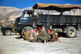 Soldiers of A Coy, 3 PARA take a break on patrol in Oman, 1961.