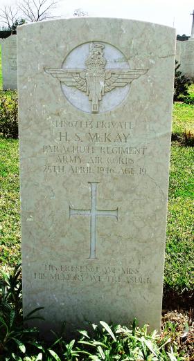 Grave of Pte H S McKay, Ramleh War Cemetery, 2015.