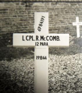 Lance Corporal McCombe's grave at Putot-En-Auge Churchyard.