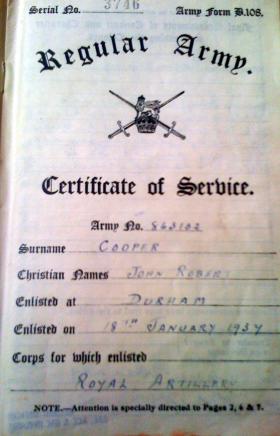 John Cooper's Certificate of Service