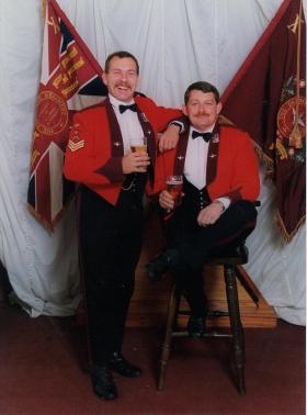 C/Sgt Thayer (PSI) and C/Sgt Pollard (PSI) at 10 Para Sgts Mess, White City, London