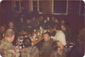 Men of A Coy, 4 PARA enjoy a night in the NAAFI in Germany, 1980s