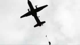 My chute deploying after exiting a Portugese Air Force CASA C295 at Arripiado DZ