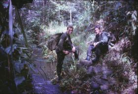 Rod Scott & Taffy Trott enroute from D Company, Gunnan Gadjit to B Company, Plaman Mapu, Borneo