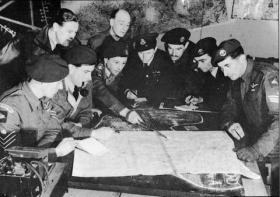 Officers of B Squadron Glider Pilot Regiment briefing before an operation