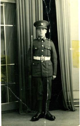 Neville 'Bill' Griffin as a RASC boy soldier, 15 years old