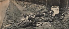 Bodies of men from 10th Parachute Battalion ambushed at the 6km marker to Arnhem