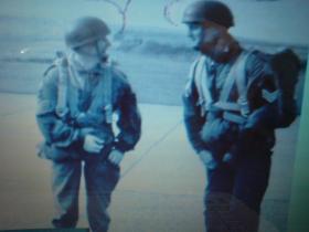 Sgts Mick Jones and Ken Collins checking chutes
