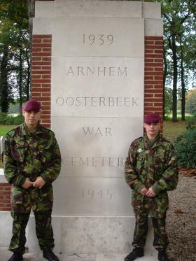 Mark Magreehan with 'Inch' Martin at Arnhem Oosterbeek War Cemetery, Arnhem
