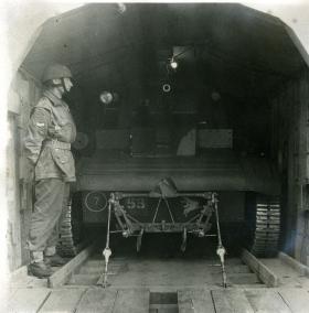 A Tetrarch stowed in a Hamilcar glider, viewed from the glider entrance, c.1944