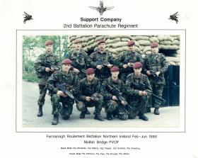 Group photograph of a platoon of Support Coy, 2 PARA, Fermanagh, June 1990