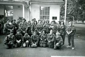 Group photo of Wife’s Club Platoon, 3 PARA, Ex Midnight Cowgirl, June 1981