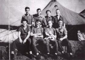 Group photo of men from 716 Lt Comp Coy RASC, Gaza Ridge Camp, Palestine 