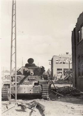 Panzerkampfwagen IV knocked out by Pat Barnett near Arnhem Bridge