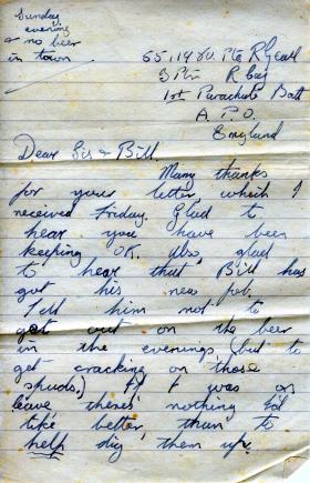 Letter from Pte Gear to his sister, Summer 1944