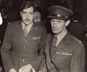 Majors Chris Perrin-Brown and Tony Hibbert at the Film Premiere of 'Theirs is the Glory', London Haymarket, 1946 