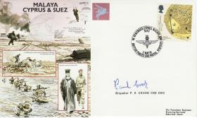 Malaya, Suez, Cyprus Commemorative Cover, signed by Brig Crook